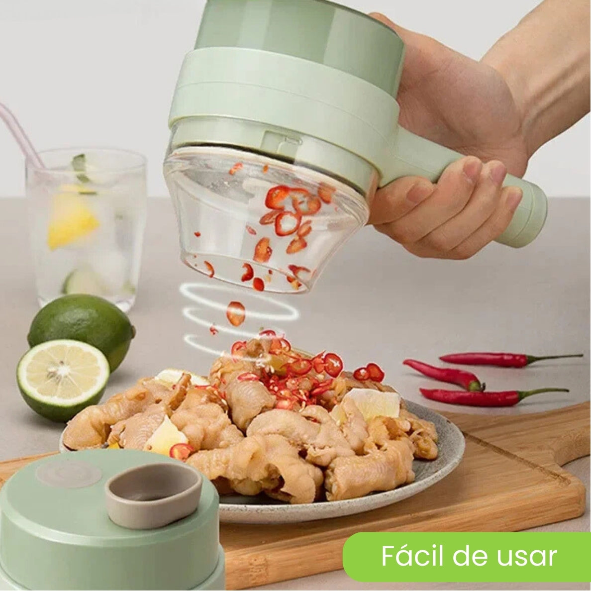 Chopmaster: Cortador de Verduras 4 en 1 Eléctrico